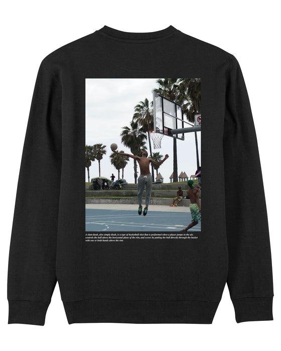 NY CONCEPT BASKETBALL BACK PRINT CREW NECK SWEATER BLACK