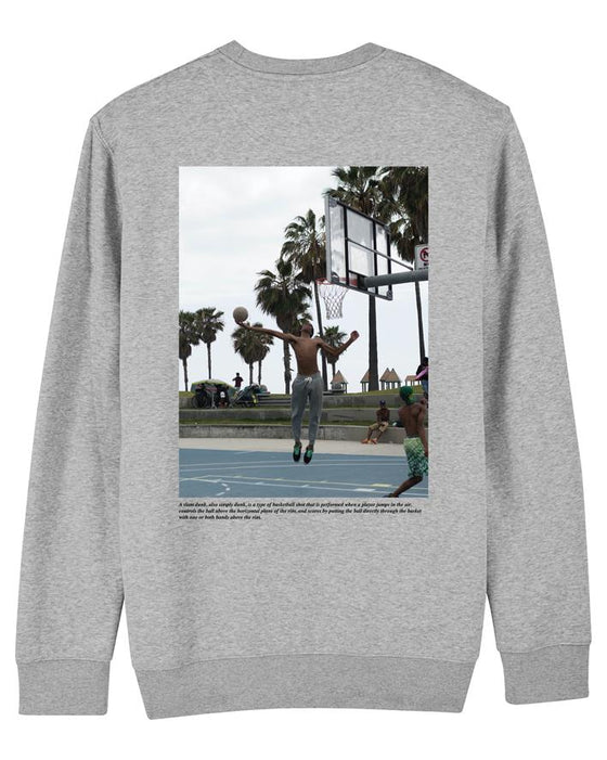 NY CONCEPT BASKETBALL BACK PRINT CREW NECK SWEATER GREY