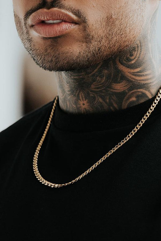 AWAKEN THE ROSE Cuban Chain 5mm 14Kt Gold Plated