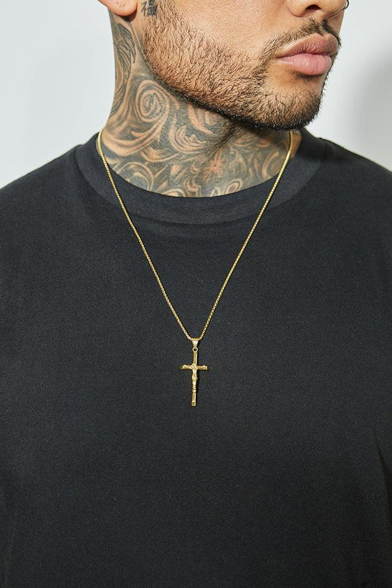 AWAKEN THE ROSE Crucifix Pendant 14Kt Gold Plated