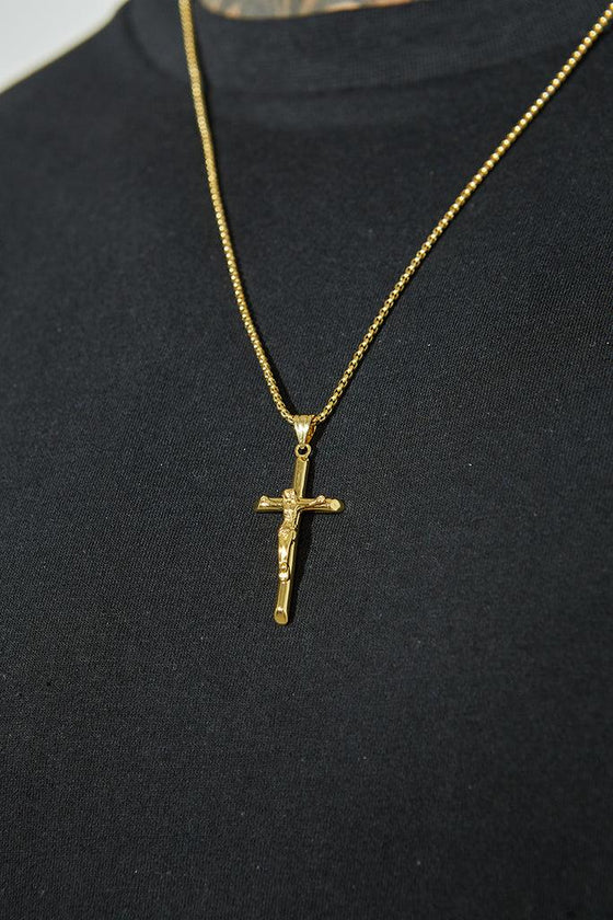 AWAKEN THE ROSE Crucifix Pendant 14Kt Gold Plated