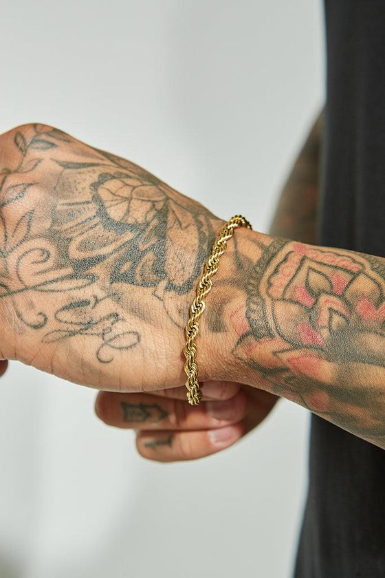 AWAKEN THE ROSE Rope Bracelet 5mm 14Kt Gold Plated