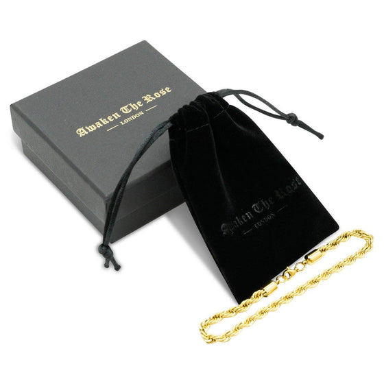 AWAKEN THE ROSE Rope Bracelet 5mm 14Kt Gold Plated