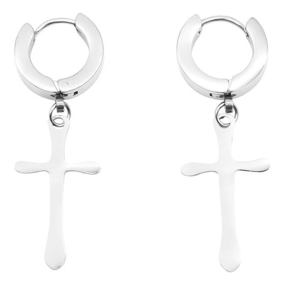 AWAKEN THE ROSE Cross Huggie Earring Silver