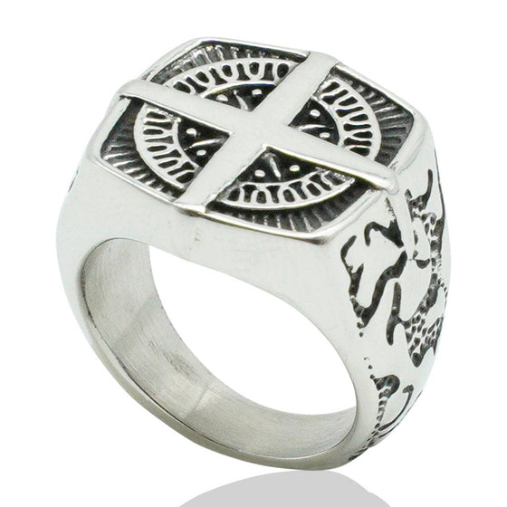 AWAKEN THE ROSE Cross Ring Silver