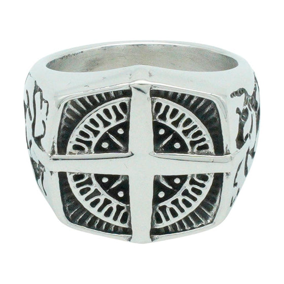 AWAKEN THE ROSE Cross Ring Silver