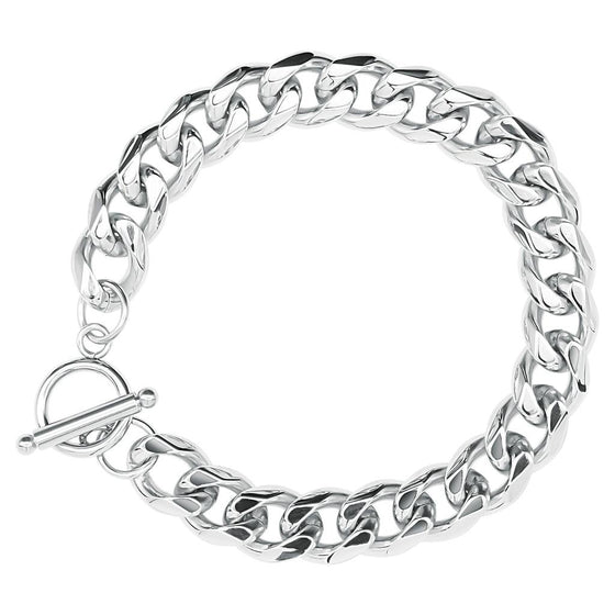 AWAKEN THE ROSE Cuban Hoop Bracelet Silver
