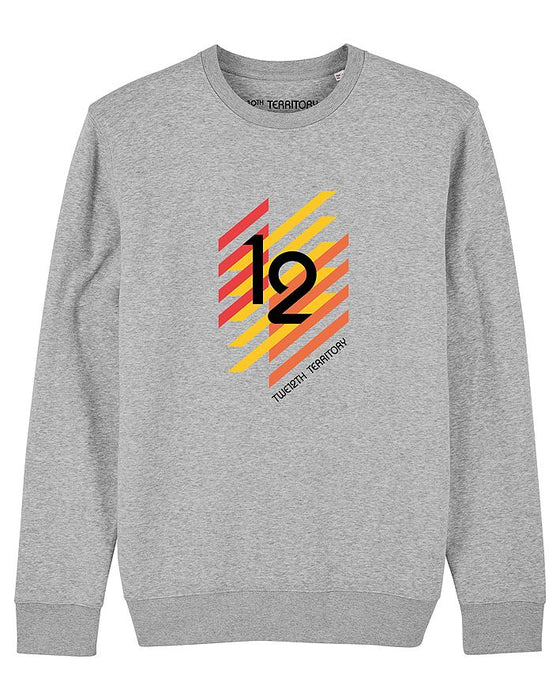 12TH TERRITORY CHEVRON CREW SWEATER GREY