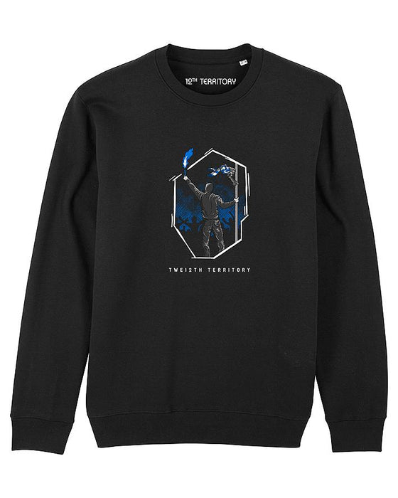 12TH TERRITORY FLARE CREW SWEATER BLACK BLUE