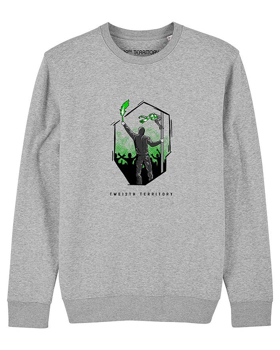 12TH TERRITORY FLARE CREW SWEATER GREY GREEN