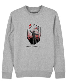  12TH TERRITORY FLARE CREW SWEATER GREY RED