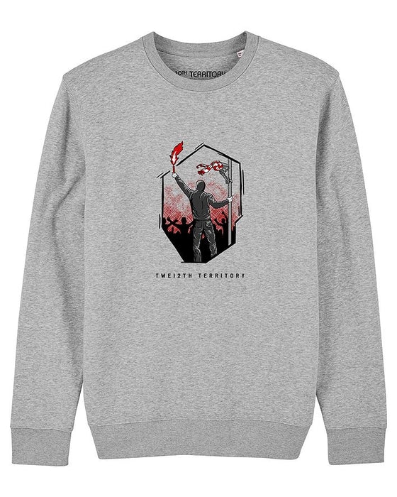 12TH TERRITORY FLARE CREW SWEATER GREY RED